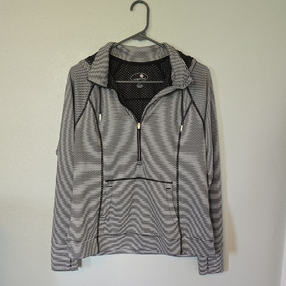 Tangerine Striped 1/4 Zip Hoodie Size Large - Picture 1 of 7